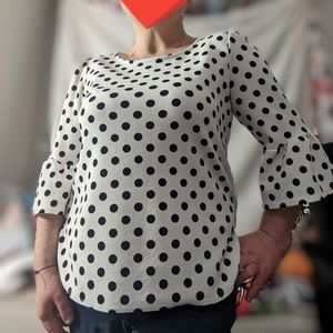 Black and white polka dot, bell sleeve top/blouse Forever 21 Papaya Old Navy